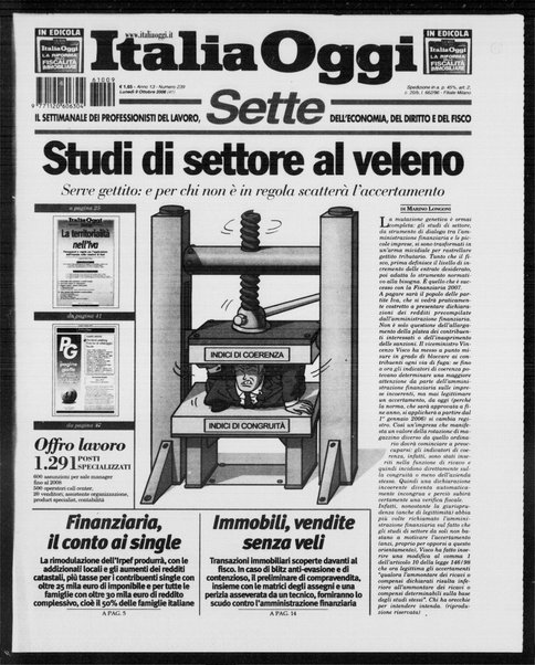 Italia oggi : quotidiano di economia finanza e politica